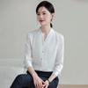 Women's Retro Hong Kong V-Neck Chiffon Shirt - Long Sleeve, Loose Fit, Stylish Workwear for Spring/Autumn
