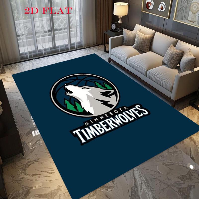 Χαλί με Εκτύπωση Λογότυπου Minnesota Timberwolves Πατάκια Δαπέδου Εκτύπωση Διακόσμηση Φοιτητικής Εστίας Τέχνη Δωματίου