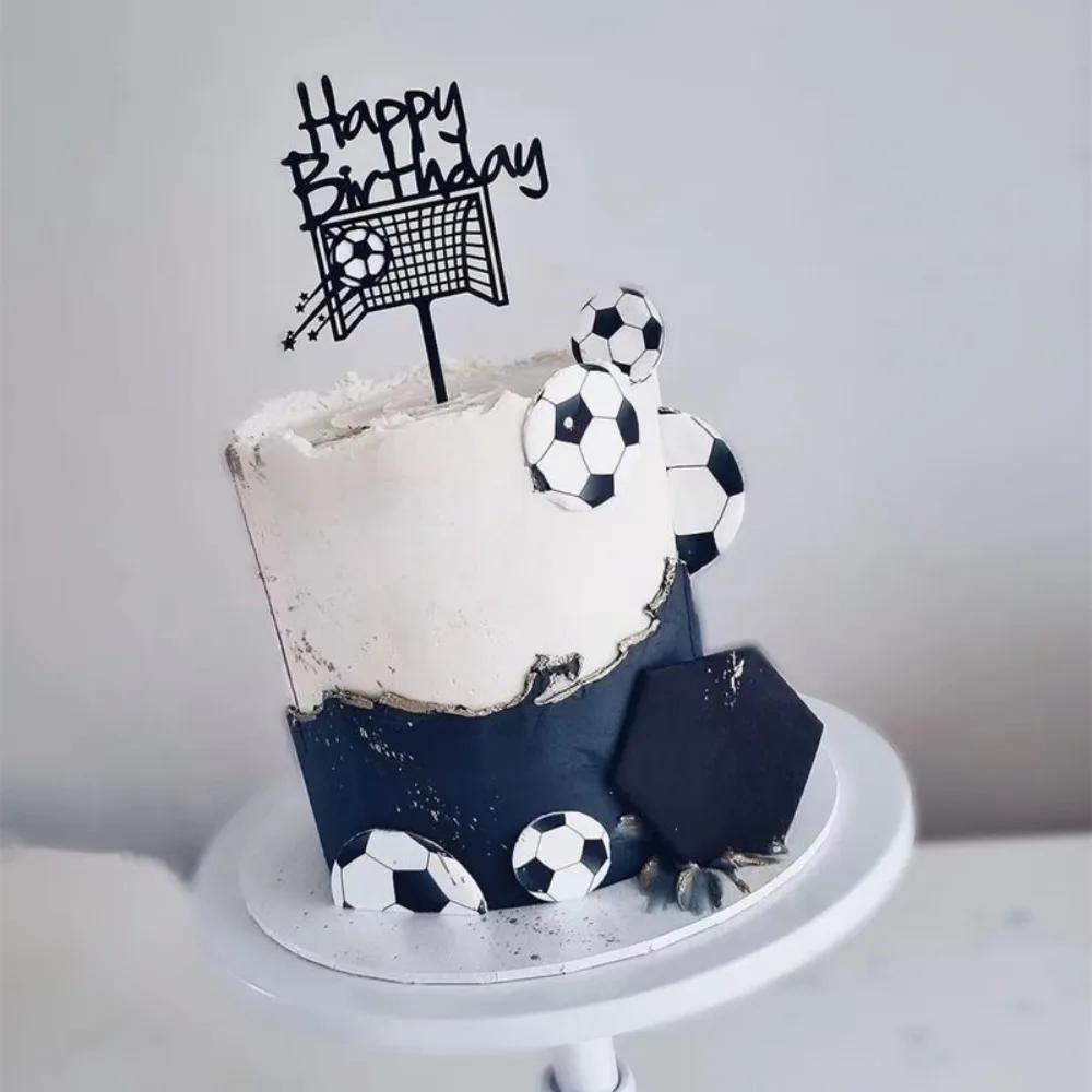 1PC Acrylic Boy Football Sports Theme Happy Birthday Cake Topper Cartoon Kids Soccer  Decoration Party Supplies