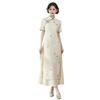 New Chinese style literary and artistic daily cheongsam 1011 spring and summer new simple and elegant Aodai lady fan tea art dress