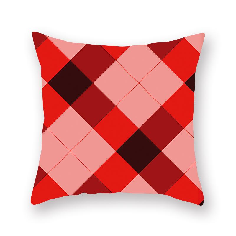 Simple Red Geometric Printing Pattern Cushion Cover Home Living Room Sofa Decoration Square Polyester Pillow