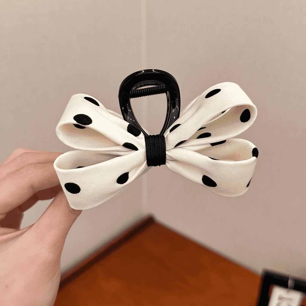 Hochwertige Haarklammer mit gepunkteter Schleife für Damen, elegante Haarklammer, Haarnadel für hohen Pferdeschwanz, Hinterkopf-Klammer