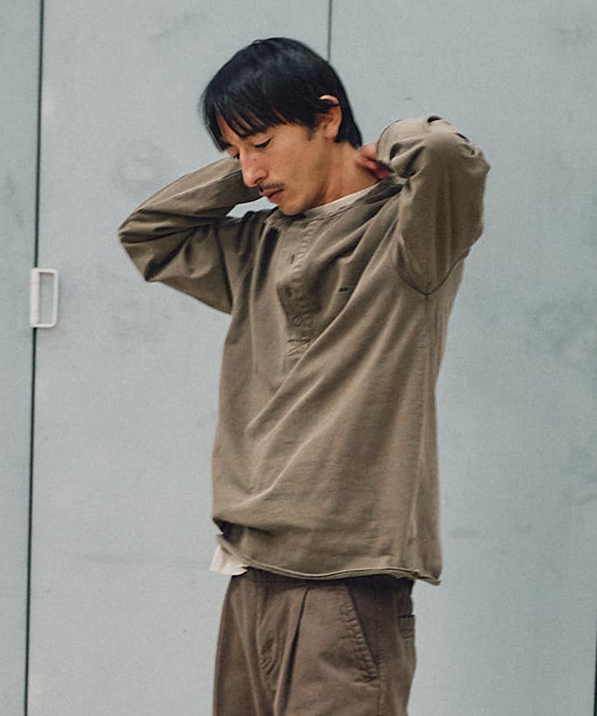 HEBIWEDEO Dyed Henley Neck T-Shirt 2 Colors