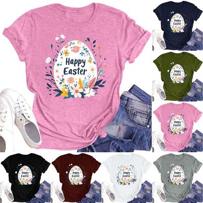 Women's Casual Daily Round Neck Printed Short Sleeved T-shirt Letter Top