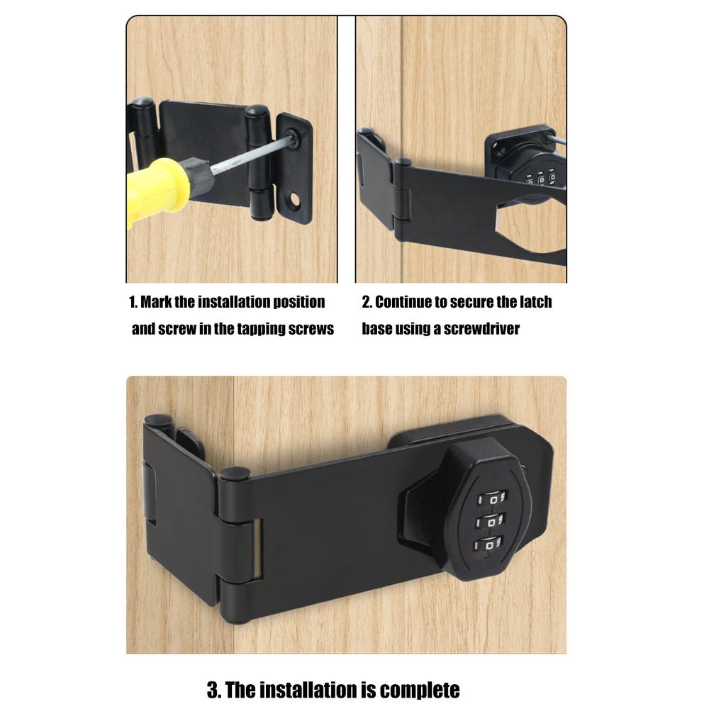 Multipurpose Without Key Bifold Door Lock Combination Twist Knob Hasp Latches for Cabinet and Closet Double Door