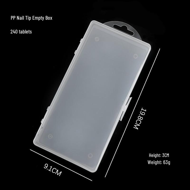 Nail Art Tips Storage Box - 240 PP Semi-transparent Pieces  & 120 Flat Bottom False Fingernail Tips