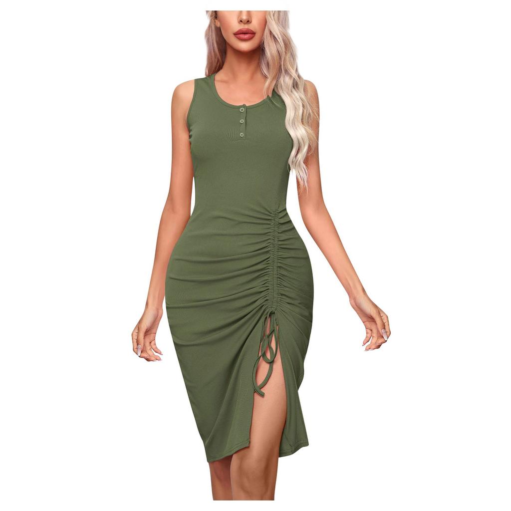 New Fashionable And Sexy Women's Drawstring Hip Dress
