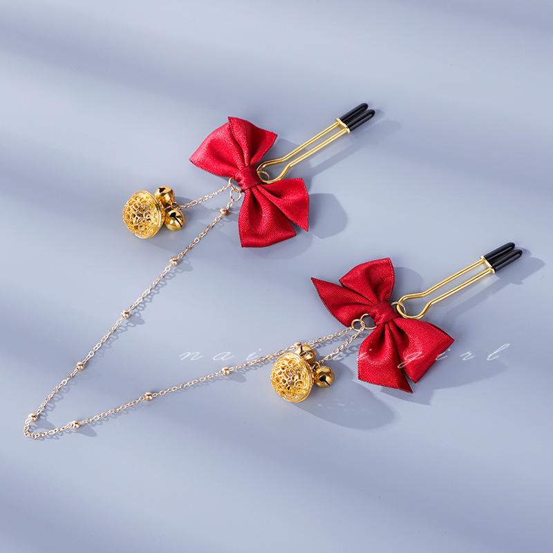 Sex Toys SM Bow Palace Bell Nipple Clamp Couple Flirting and Teasing Bell Clip Couple Interaction Nipple Clamp