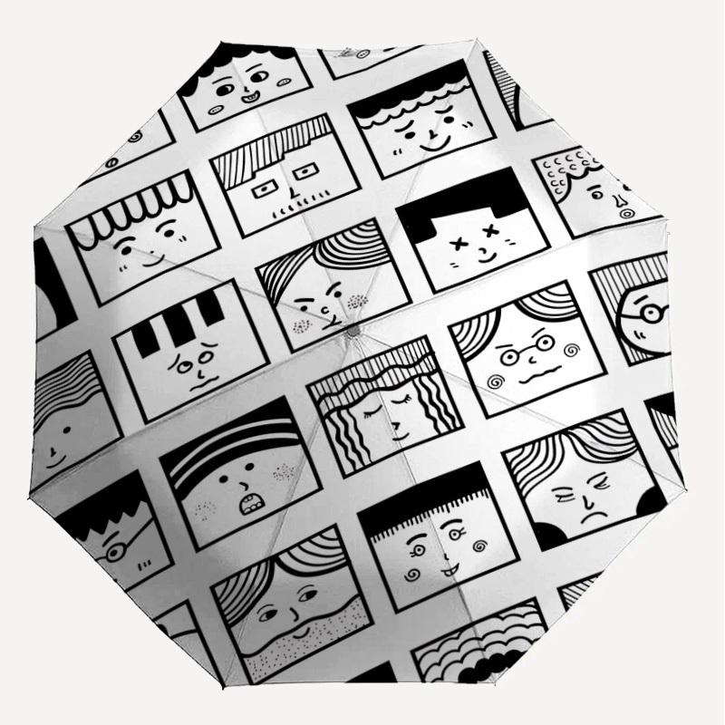 1PC Facial Expressions Faces Umbrella-9-Rib Reinforced, Automatic Open, Lightweight & Durable, Cute Fashion Accessory for Outdoor-P0763