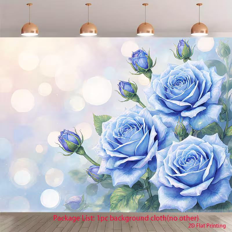 

2D Soft Bokeh Blue Rose Backdrop Elegant Floral Photography Background for Studio 47.2x31.5inch/120*80cm