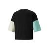 Puma Clsx Logo Color Block Round Neck Short Sleeve T-Shirt Women Tops Black 534161-56
