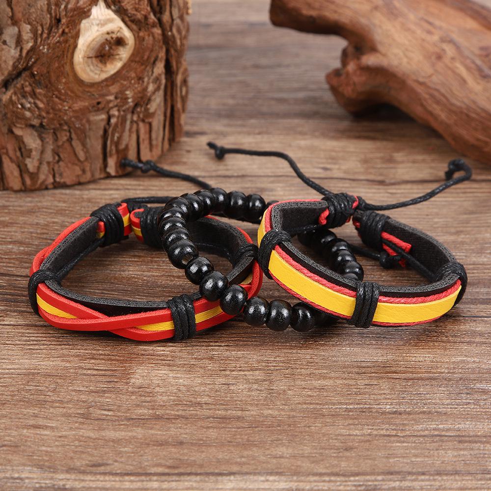 Retro Color Block Multi-layer Leather & Bead Bracelet: Hip Hop Street Style Unisex Accessory