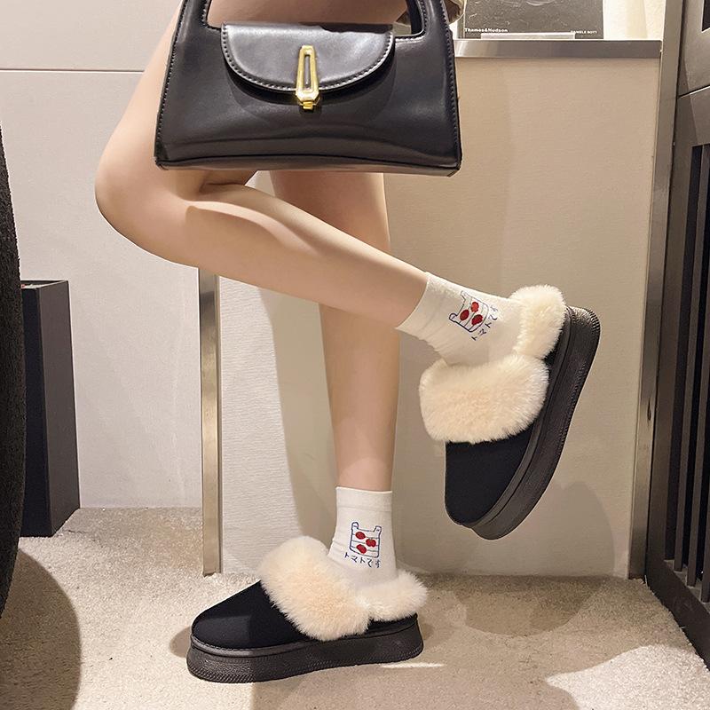 Baotou Snow Drag Outside 2024 Winter New Korean Version Thick-soled Piled Thickened Warm Indoor Cotton Shoes Mao Mao Shoes