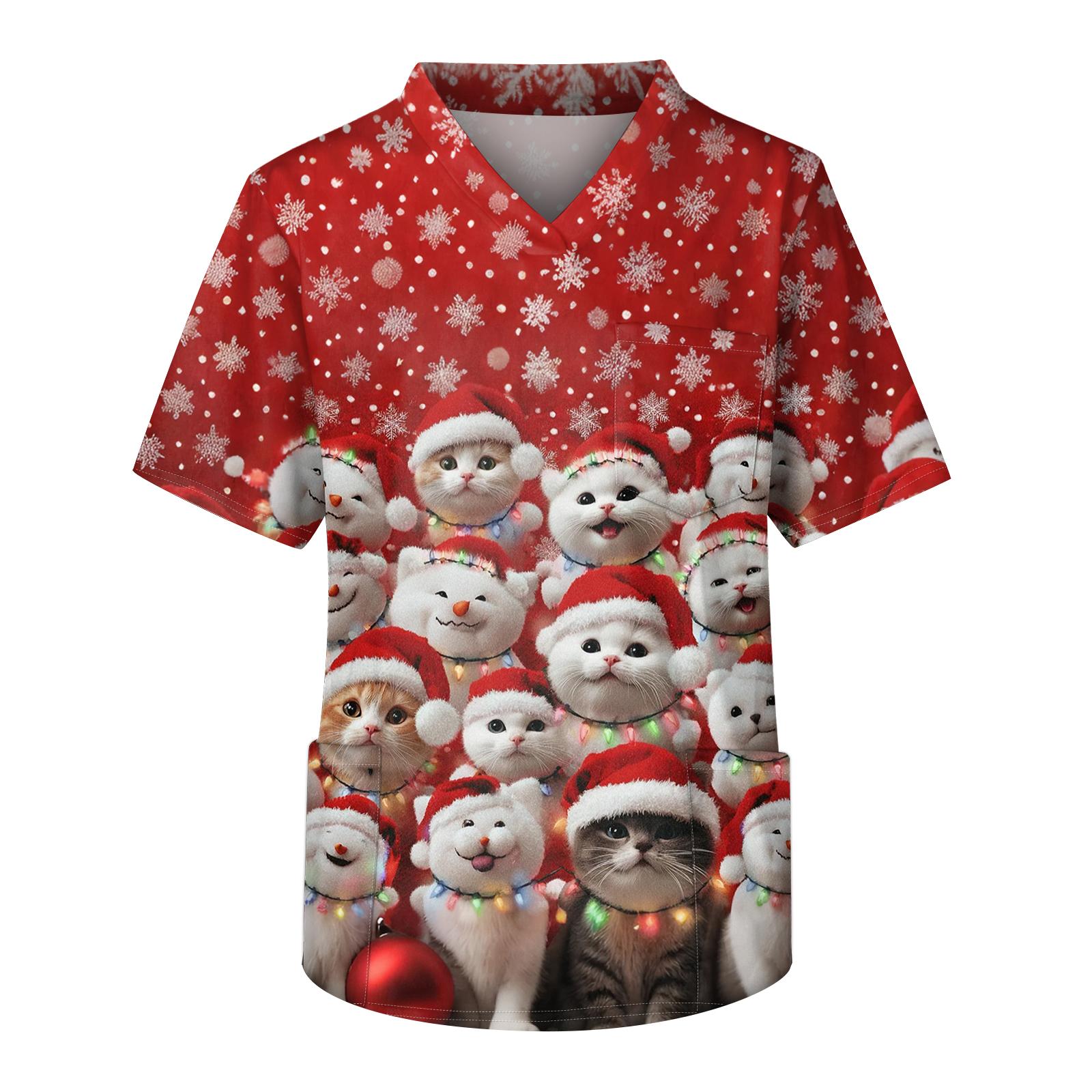 

Мужская рабочая блузка с короткими рукавами и v-образным вырезом с принтом, топ с нагрудным карманом XXXXL красный