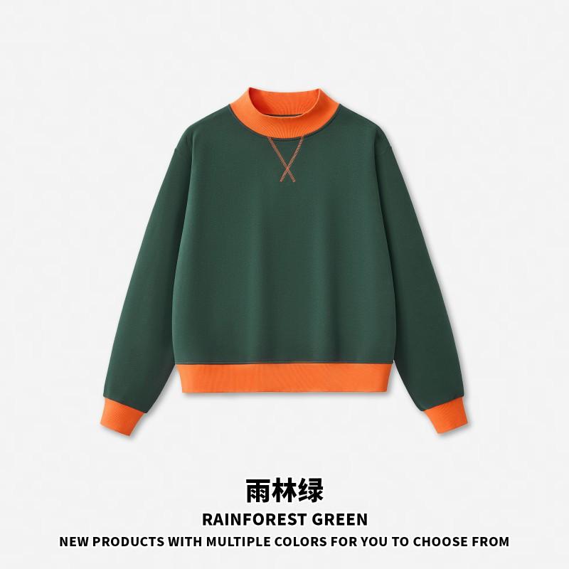 RS Womens 350G Fleece Color Block Mock Neck Sweatshirt Warm Fall American Style Casual Top