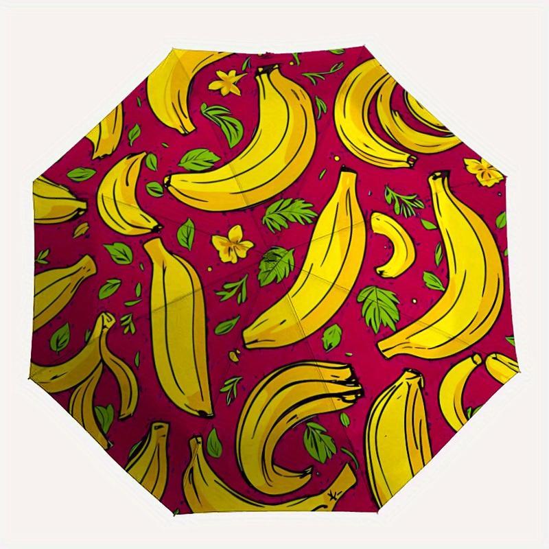 

1pc Banana Pattern Automatic Open/close, All-Season Portable Folding Umbrella, Travel, Everyday, Formal Events - Compact Luxury Parasol, Outdoor Acces