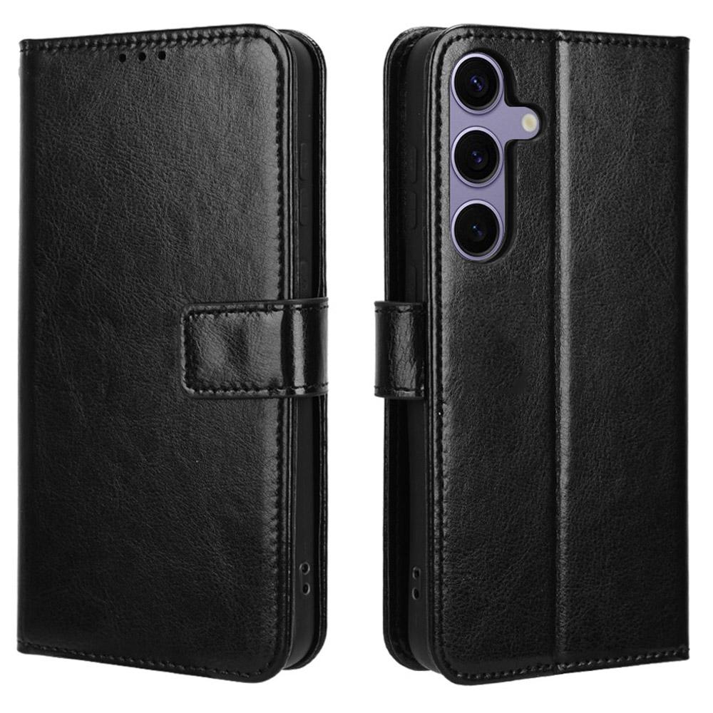 For Samsung Galaxy S25 Case Crazy Horse Texture PU Leather Phone Wallet Cover