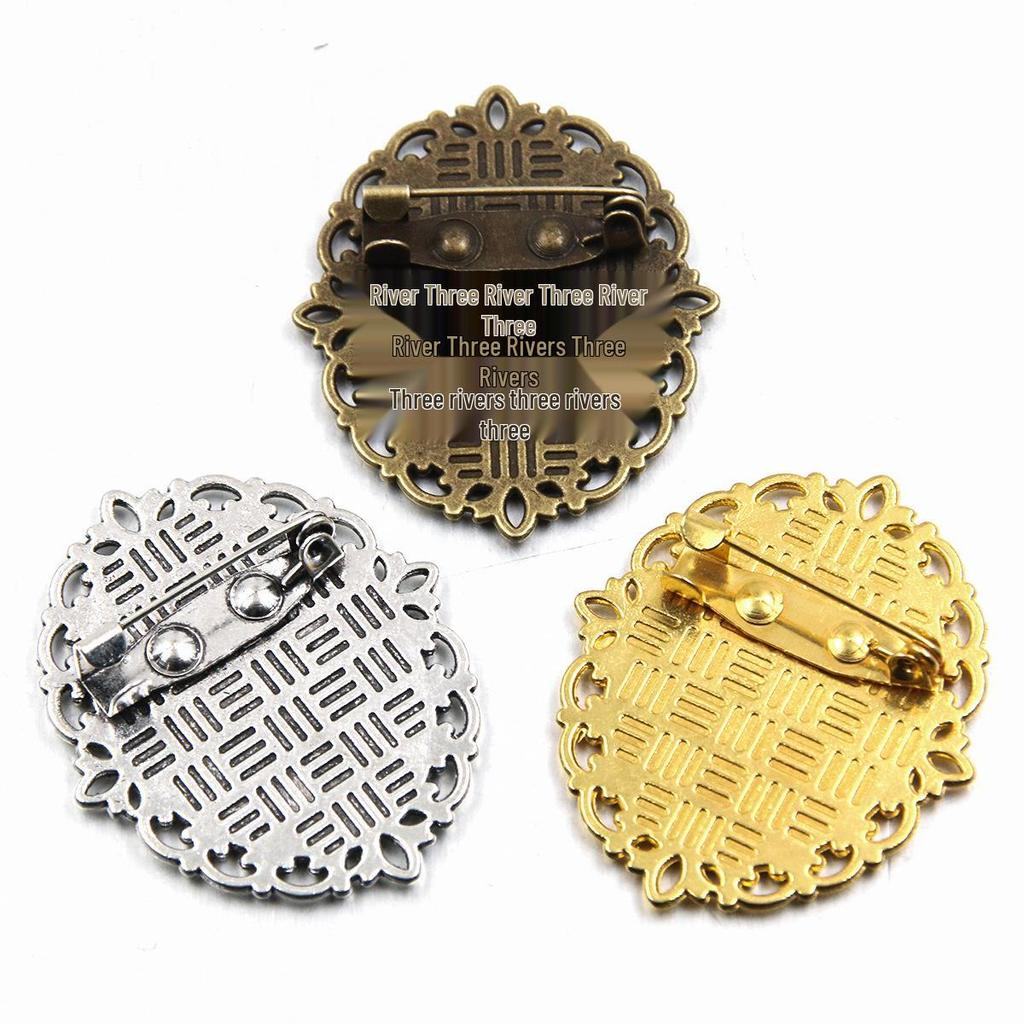 Premium Zinc Alloy Oval Base Brooch Charm - Inner 18x25mm