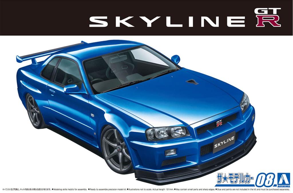 Aoshima Bunka Kyozai The Model Car Series 8 Nissan BNR34 Skyline II 2002 Plastic Model (AOSHIMA) 1/24 No. GT-R V-spec