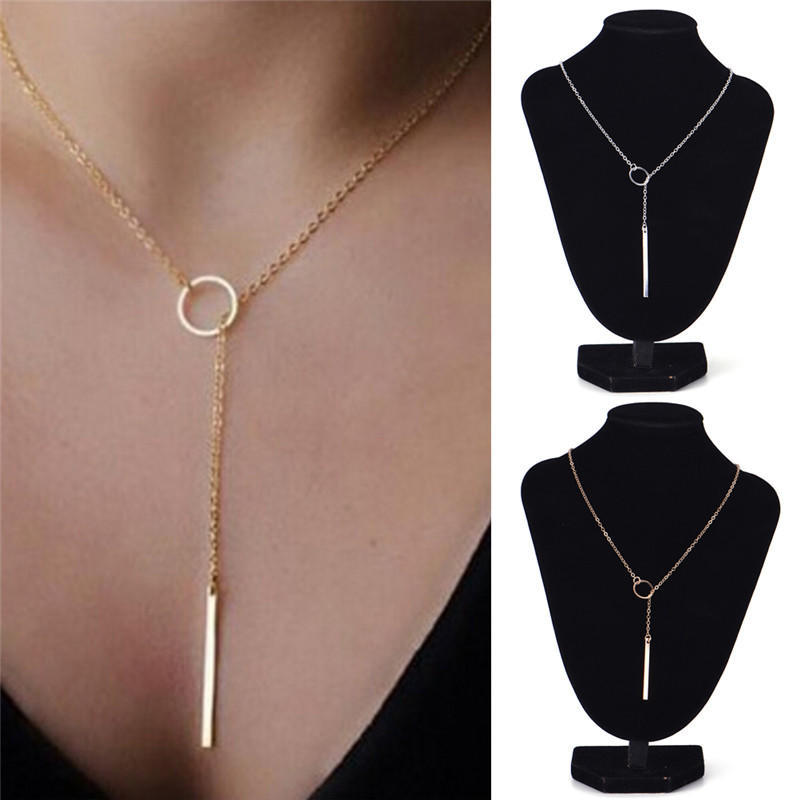 Damen Persönlichkeit Einfach Atemberaubend Goldener Stab Kreis Lariat Halskette Schmuck