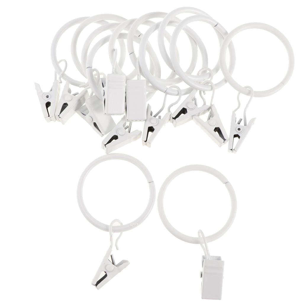 12 Curtain Rings Made of Coated with Clips, 25 Mm / 32 Mm Diameter