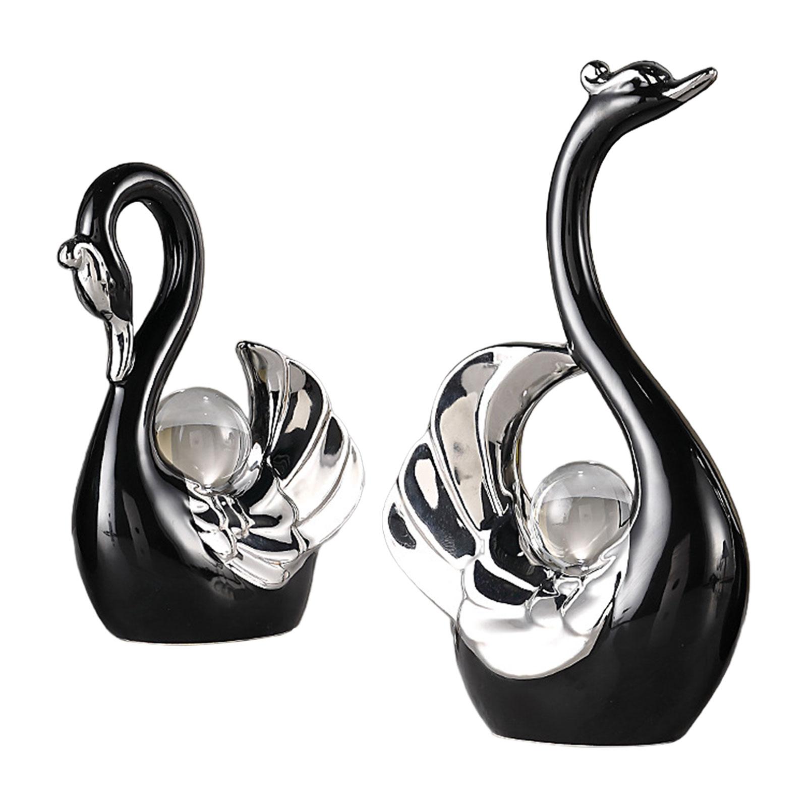 

2x статуэтки лебедя, керамическая статуэтка, коллекция украшений для дома, ремесла чёрный