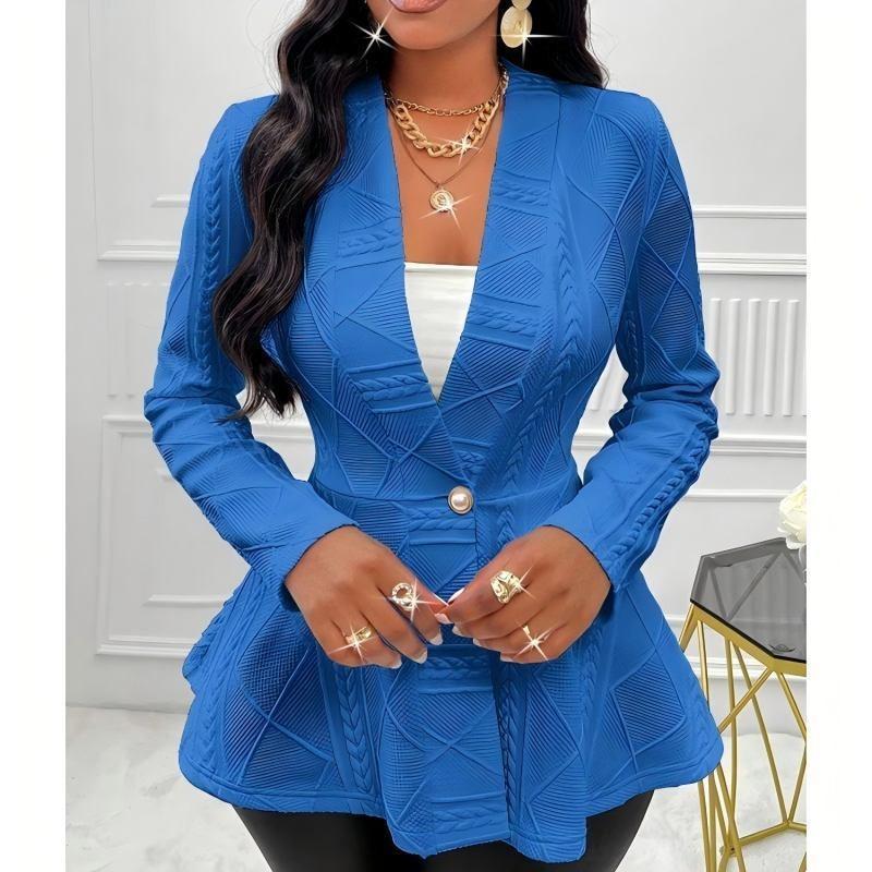 Autumn and Winter Women's New Thickened Jacquard Texture Single-button Slim Long-sleeved Jacket