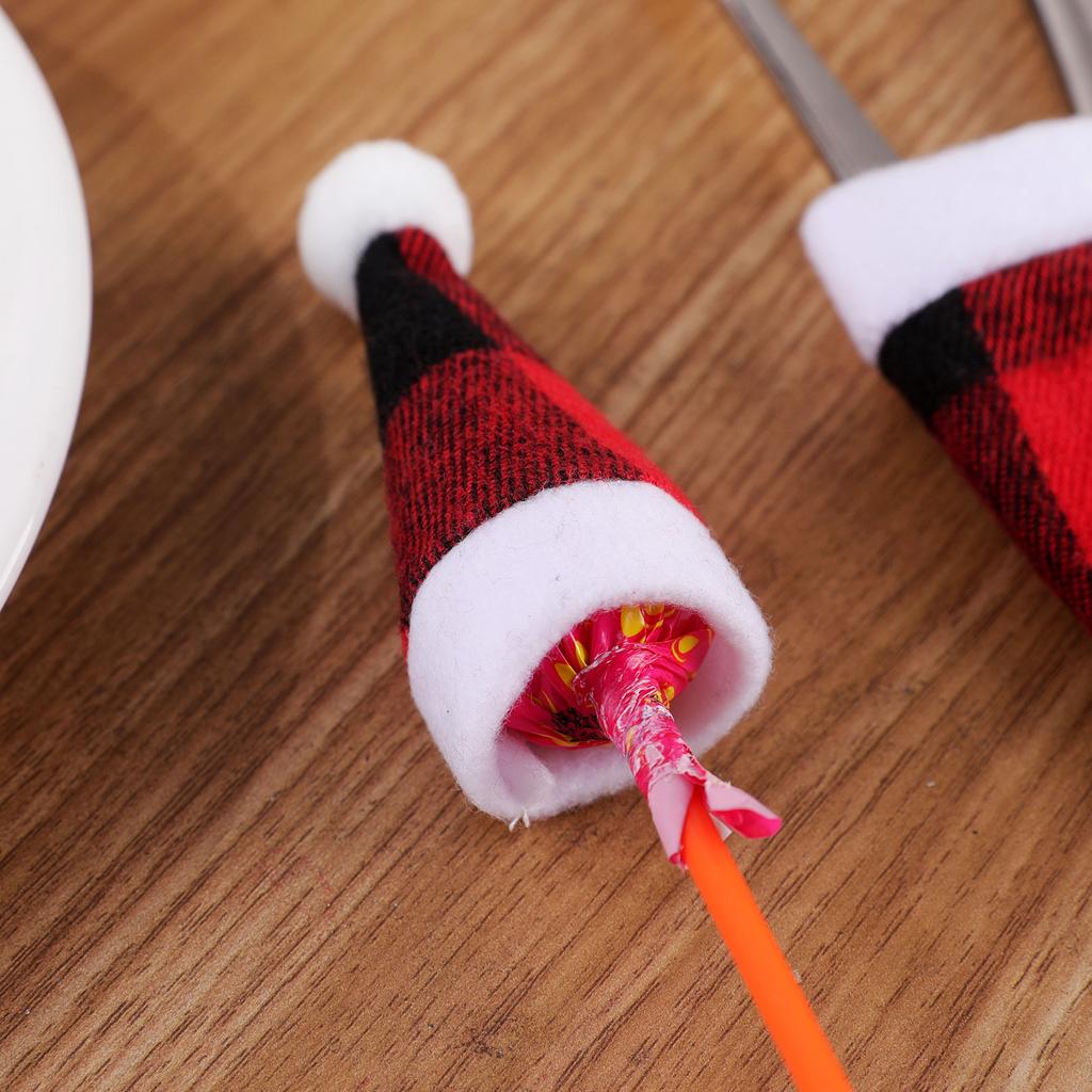 Christmas Santa Hat Knife Fork Holder Cutlery Cover Organizer Supplies for Wedding Birthday Party Dining Table Decor