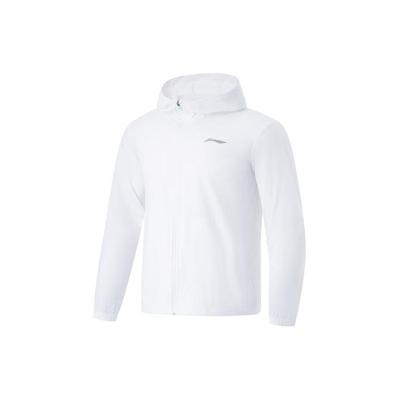 Li Ning Laufserie Einfarbige Kapuzen-Sportjacke mit Reißverschluss Herrenjacken Weiß AFDU163-2