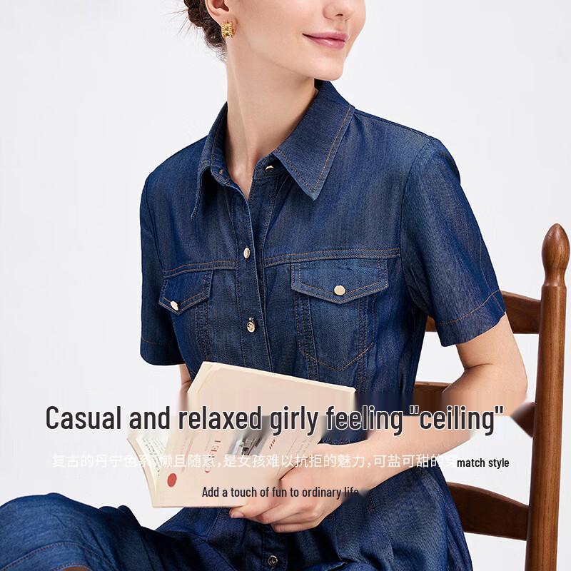 Navigare Women's Thin Denim Shirt Dress