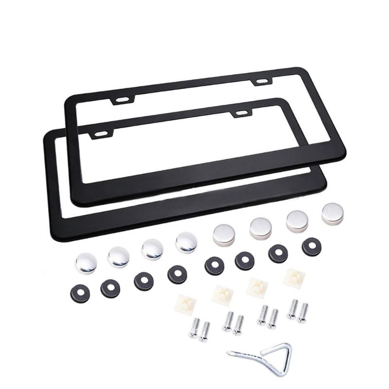 

License Plate Frame, License Plate Mounting Kit, Car Styling, Universal US Stainless Steel License Plate Holder чёрный