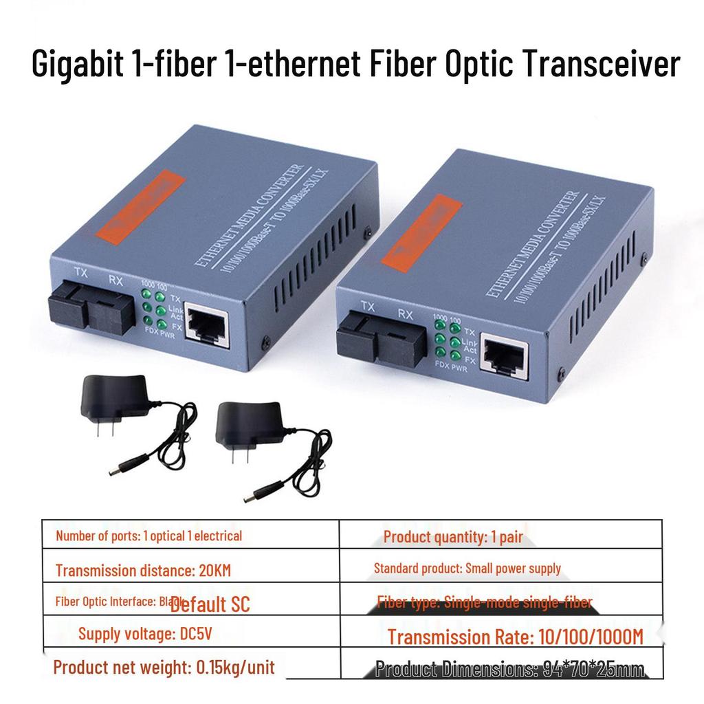 HTB-GS-03AB Single-Mode Single-Fiber Optic Transceiver SC - Gigabit 1 Fiber, 1 Electric