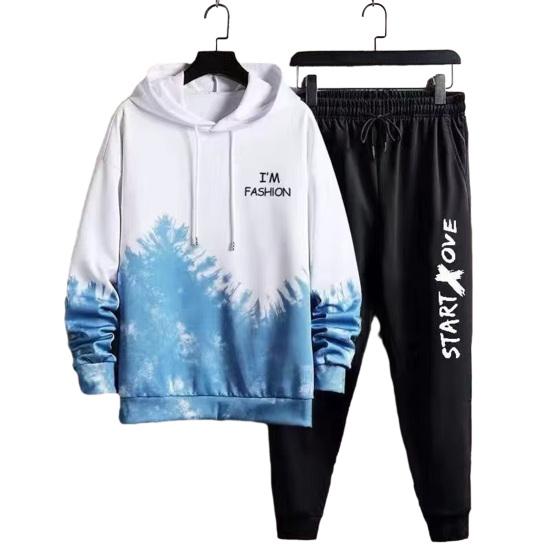 Sonbahar kışlık kapşonlu pantolon takım elbise nefes rüzgar geçirmez uzun kollu erkek Hoodie İpli pantolon spor giyim seti