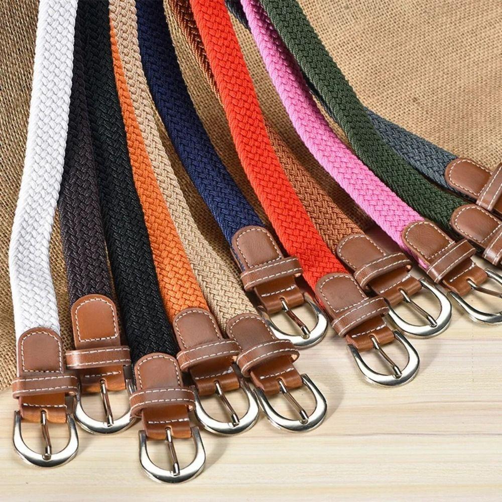 Canvas Elastic Waistband Knitted Thin Stretch Waist Belts Casual Woven Belt  Jeans