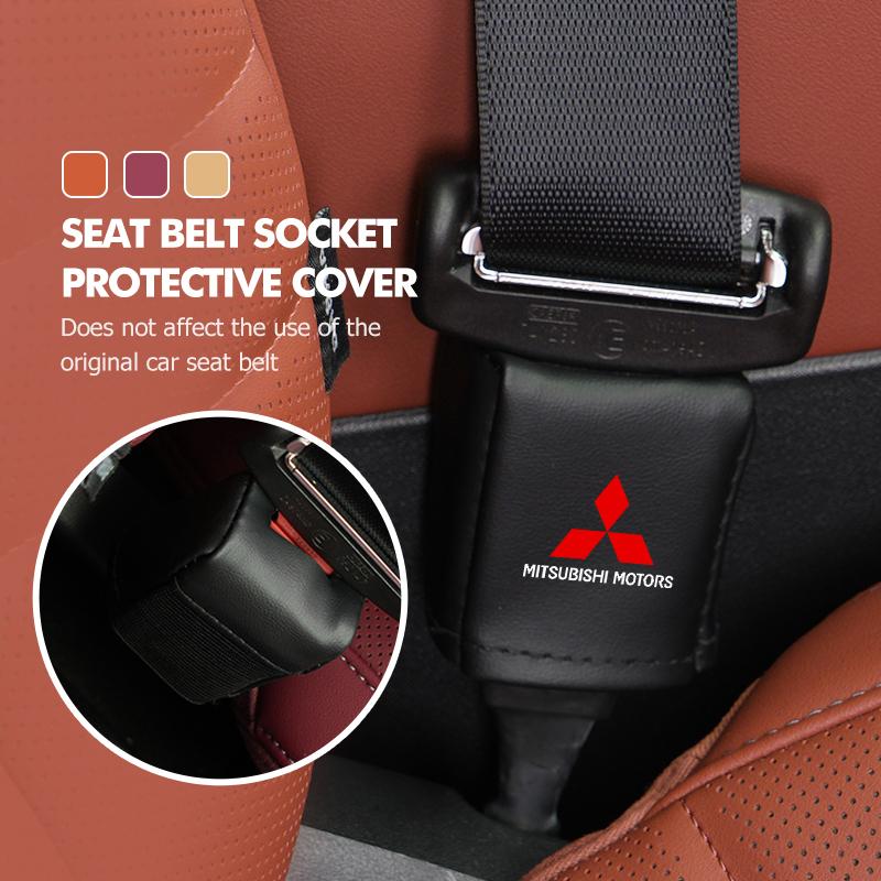 cxdjmy1 For Mitsubishi 1/2PCS Car Leather Seat Belt Buckle Anti-scratch Protector Cover Accessories Outlander Pajero Sport Lancer EX ASX