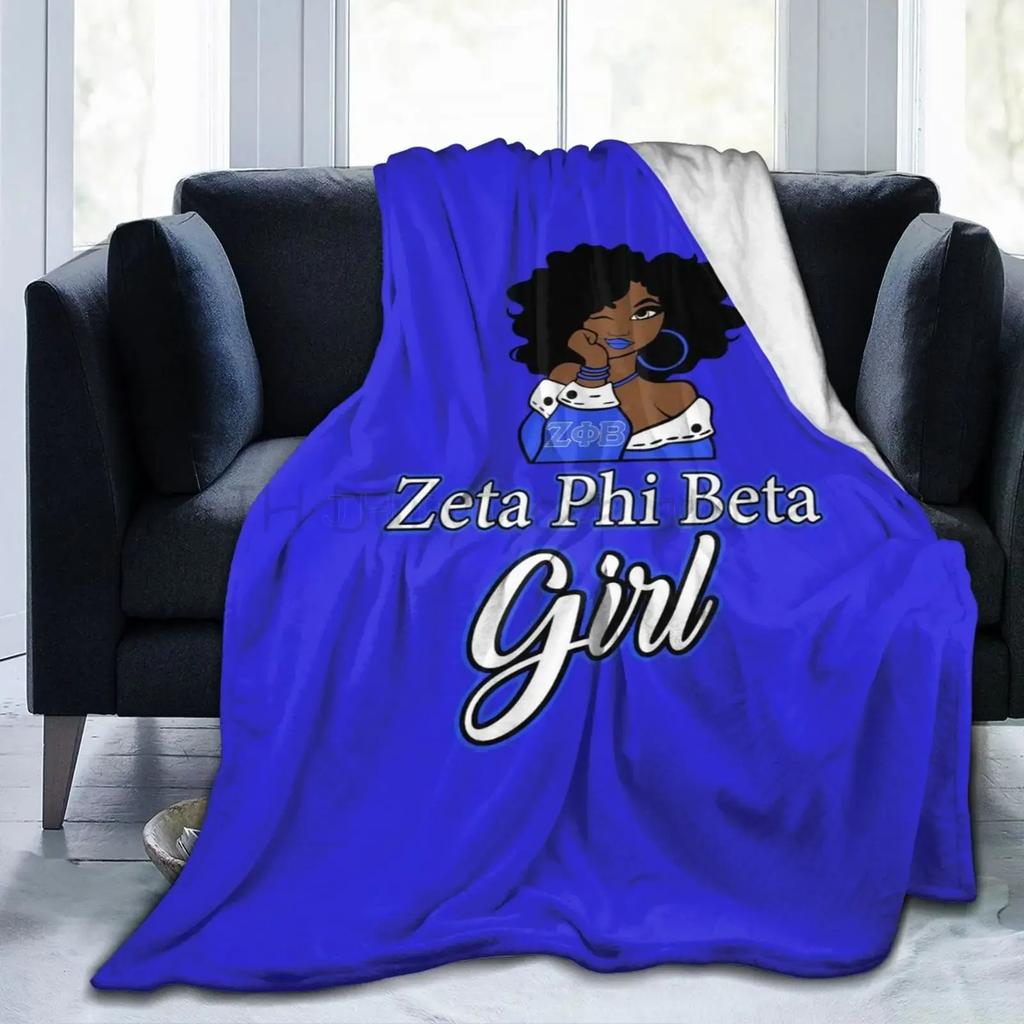 Zeta Phi Beta Print Blanket Sorority Gifts Plush Lightweight Warm Fluffy Throws Soft Flannel Fleece Blankets for Bed Sofa Couch