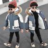 Boys Winter Hooded Jacket Fashion Baby Winter Quilted Plus Velvet Thick Warm Jacket