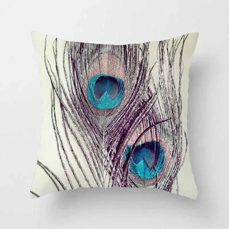 Luxury Peacock Pillow Cover High Quality Printed Home Sofa Cushion  Hotel Coffee Bar Throw
