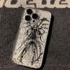 Gotisches Dunkler Engel Skizze Muster Design Schutzhülle für iPhone 17 16 15 14 13 12 11 16E Serie Pro Max Plus