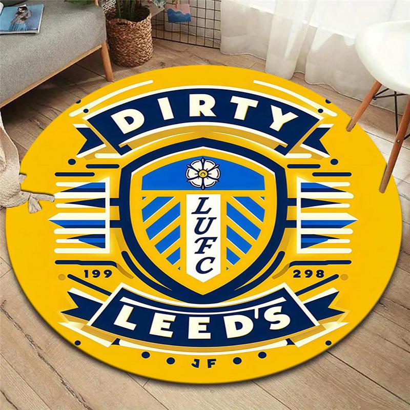 Leeds United Round Area Rug,Carpet Rug for Living Room Bedroom Sofa Playroom Decor,Non-slip Floor Mat