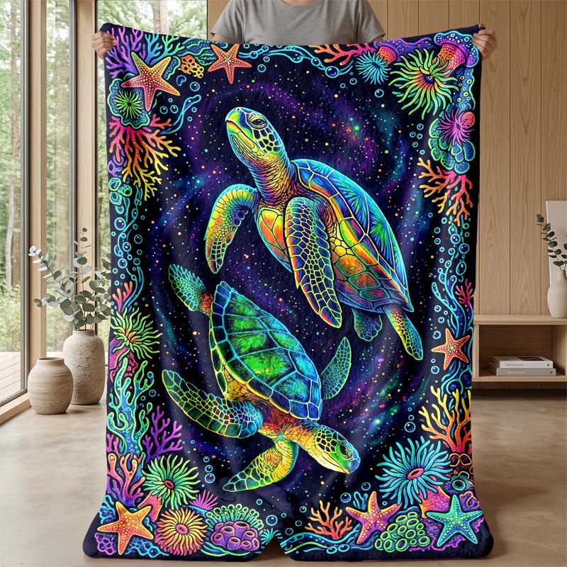 Oceanic Mandala Theme blanket Lightweight Warm Flannel Blanket Decorative Throw Blanket for Home Decoration