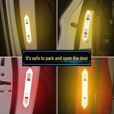 4Pcs/set Night Strong Reflective Car Door Warning Stickers - Open Safety Anti-Collision Reflective Body Stickers.