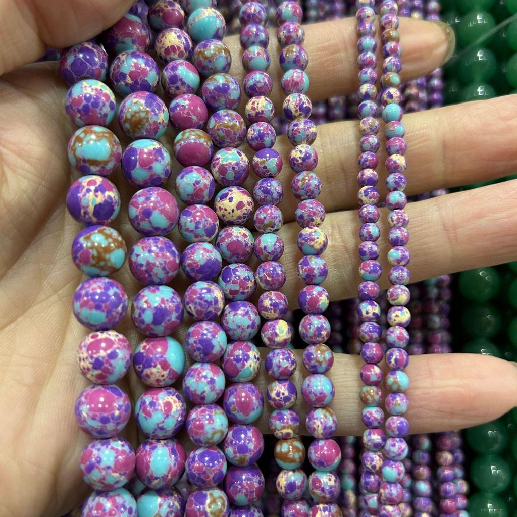 Purple Imperial Stone Blue Beads Round Bracelet DIY Jewelry Accessories