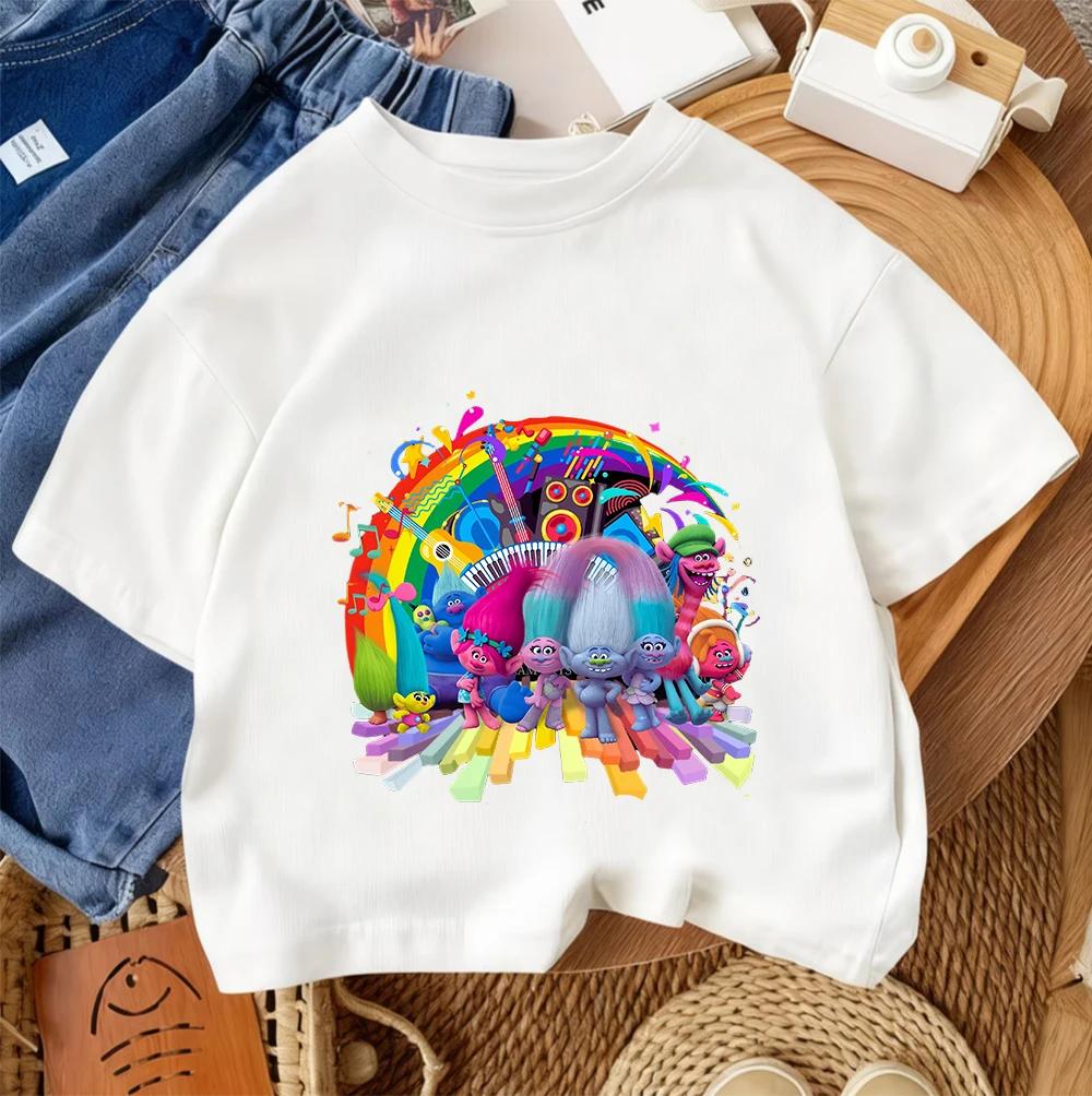 Fashion Children T Shirt Trolls Cute Kawaii Design Boys Girls Summer Street Style Crew Neck
