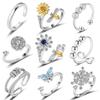 9 Piece Unisex Spinner Ring Set Adjustable Open Band Rotatable Anxiety Relief Stress Reducing Jewelry For Men And Women