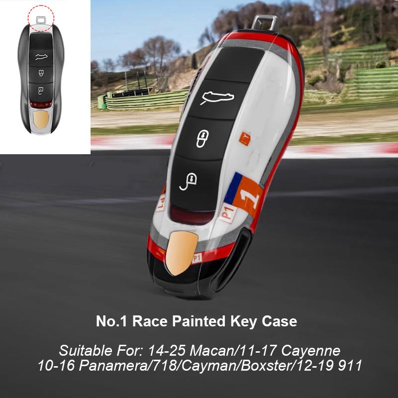 Pro Porsche Panamera Cayenne Macan 718 Cayman Boxster 911 Taycan 10-25 Auto Zelená Grello Lakovaný Klíčenka Ochranný Kryt