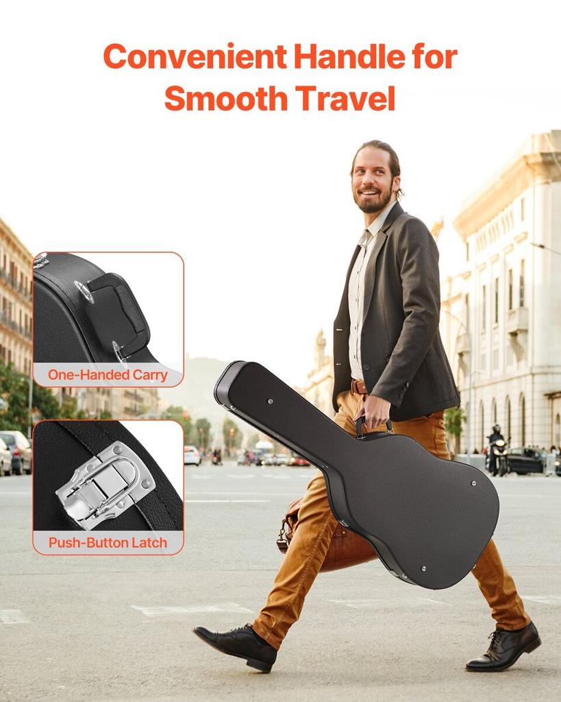 Acoustic Guitar Hard Case 43.31 In With Lock And Keys for Acoustic Guitar