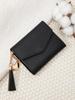Modische, ultradünne, dreifach gefaltete Handgeldbörse, minimalistischer Kreditkartenhalter, einfarbiger Quastenanhänger, kurze Damenbrieftasche