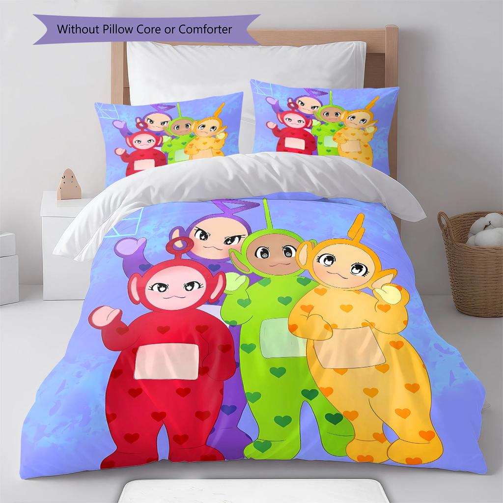Set Copripiumino Trapuntato con Fantasia Teletubbies Federa Decorazione per la Casa Regalo (1 * copripiumino + 2 * federa, senza nucleo)