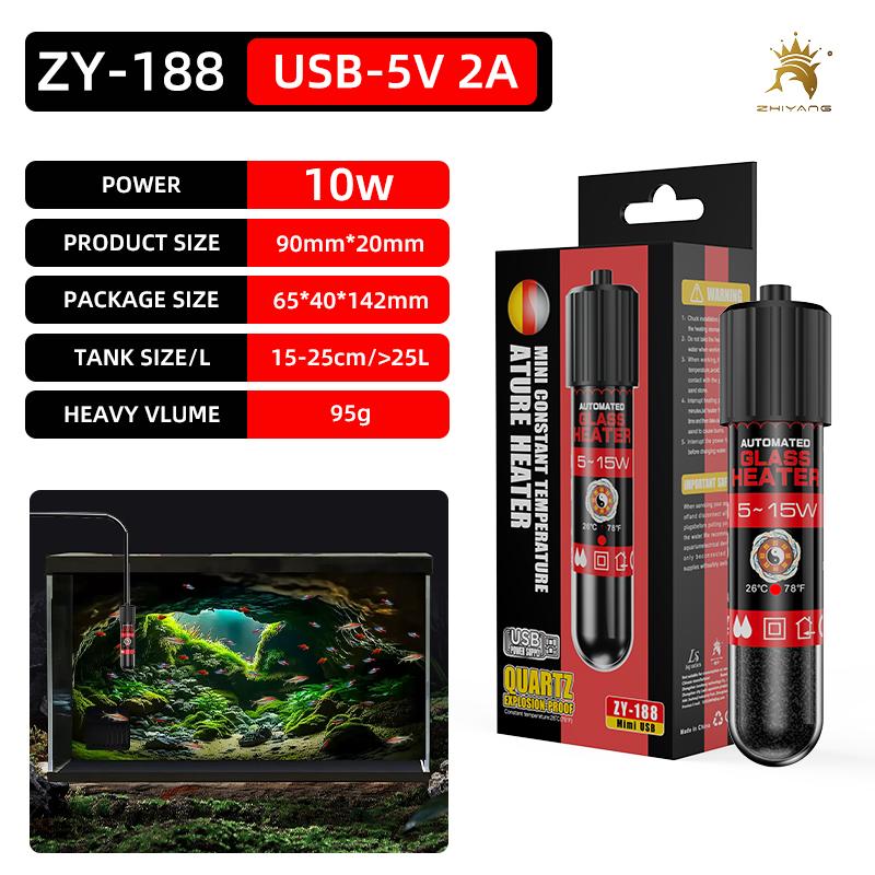USB interface 5W 10W 15W mini heating rod low water level turtle betta automatic constant temperature heating